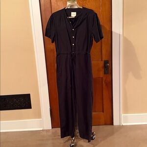 Unpublished (Anthropologie) Black Short-Sleeve Jumpsuit with Drawstring Waist